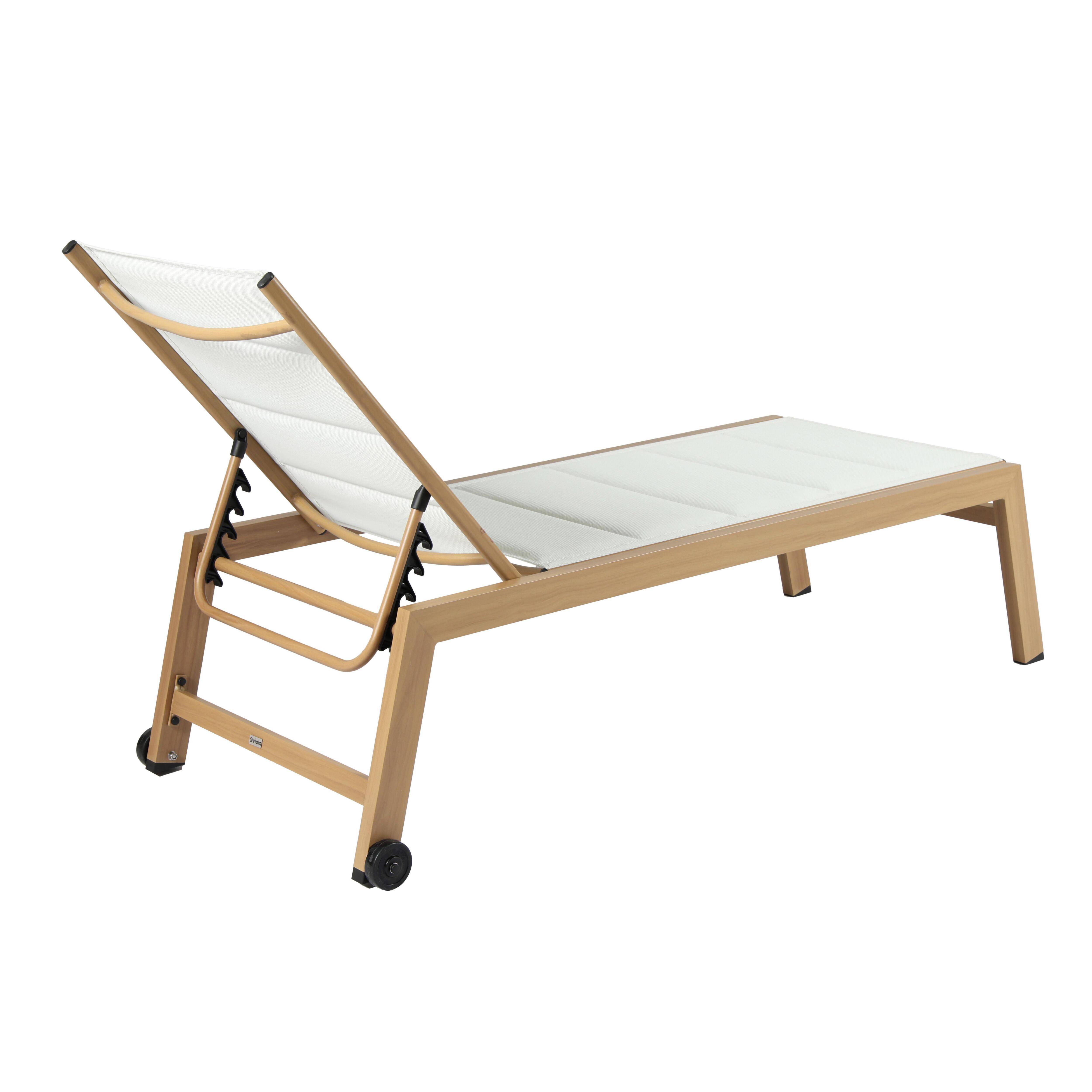 Oviala - Lot de 2 bains de soleil effet bois inclinable avec roues blanc Futuna - Oviala - Image 5