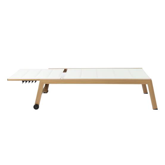 Oviala - Lot de 2 bains de soleil effet bois inclinable avec roues blanc Futuna - Oviala - Image 6