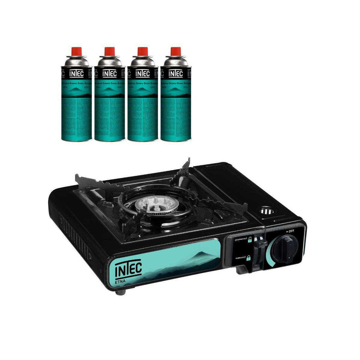 Réchaud à gaz 2200W + 4 Cartouches gaz butane Camping Road trips Piezo Mallette Etna INTEC - Image 10