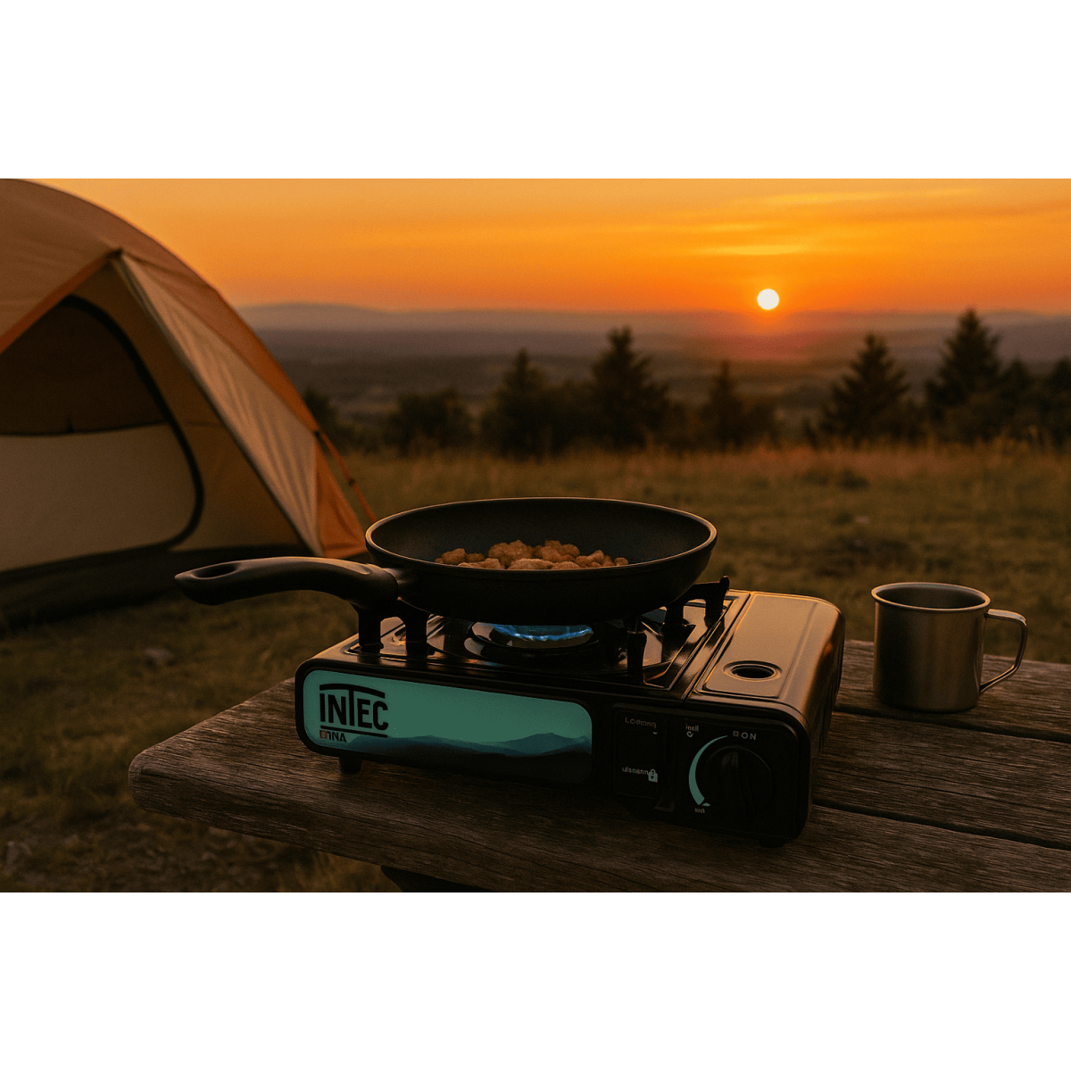 Réchaud à gaz 2200W + 4 Cartouches gaz butane Camping Road trips Piezo Mallette Etna INTEC - Image 4
