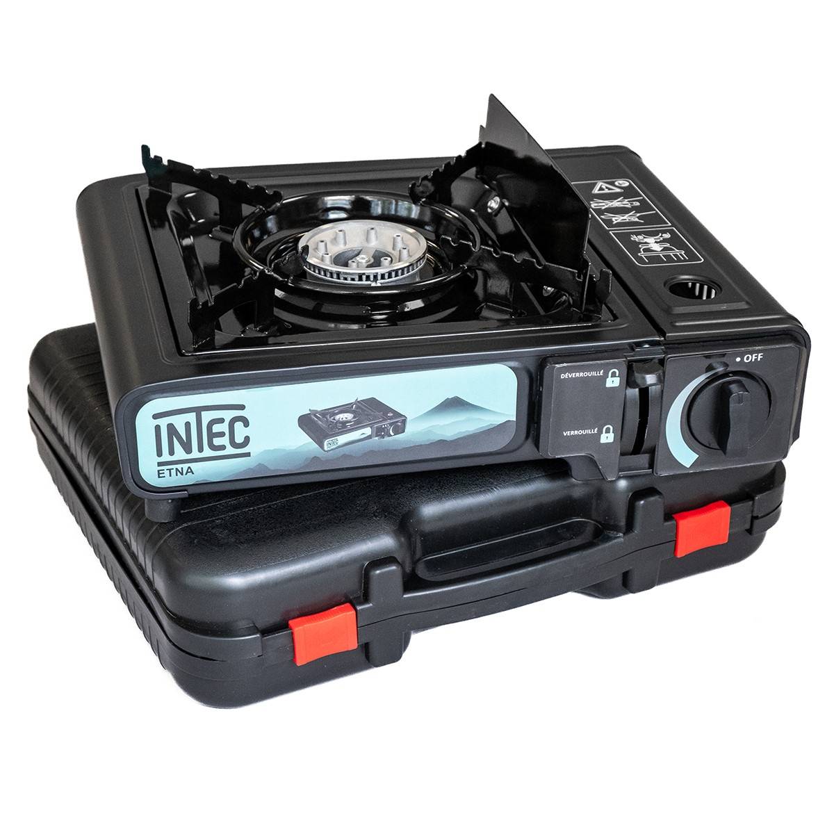Réchaud à gaz 2200W + 4 Cartouches gaz butane Camping Road trips Piezo Mallette Etna INTEC - Image 8