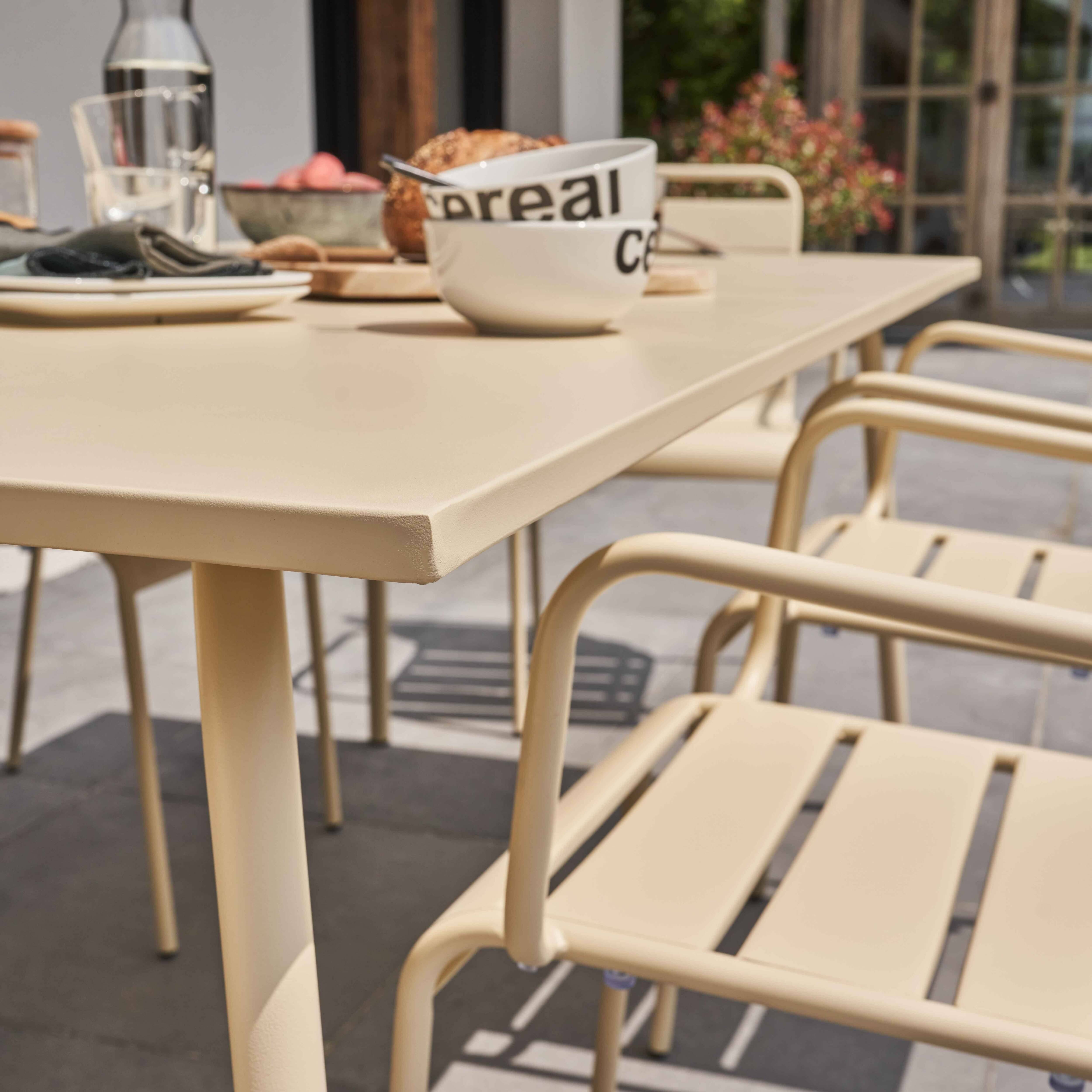 Oviala - Ensemble table de jardin et 6 fauteuils en métal ivoire Palavas - Oviala - Image 4