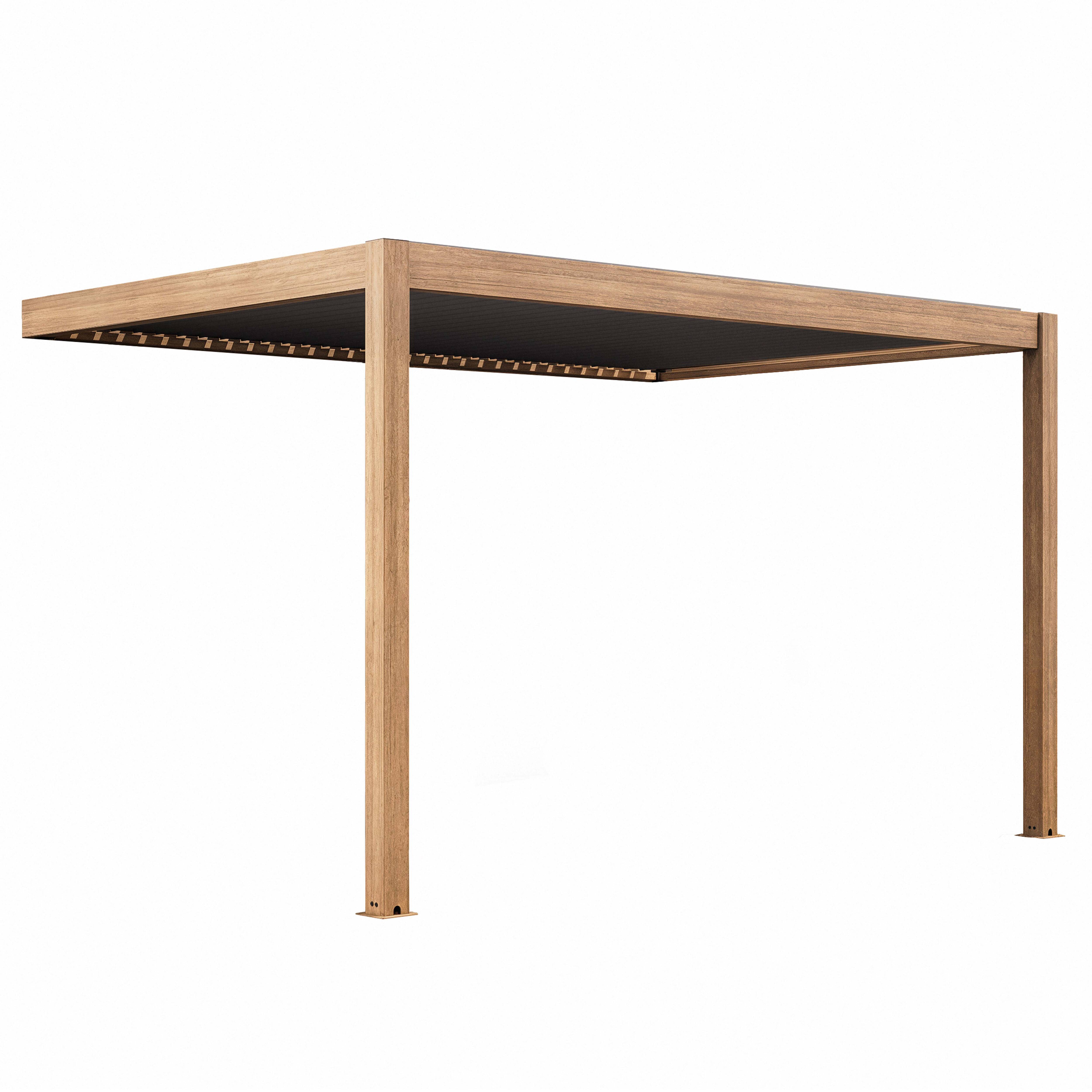 Oviala - Pergola bioclimatique adossée et motorisée éclairée 3x4m bois Thebes - Oviala - Image 2