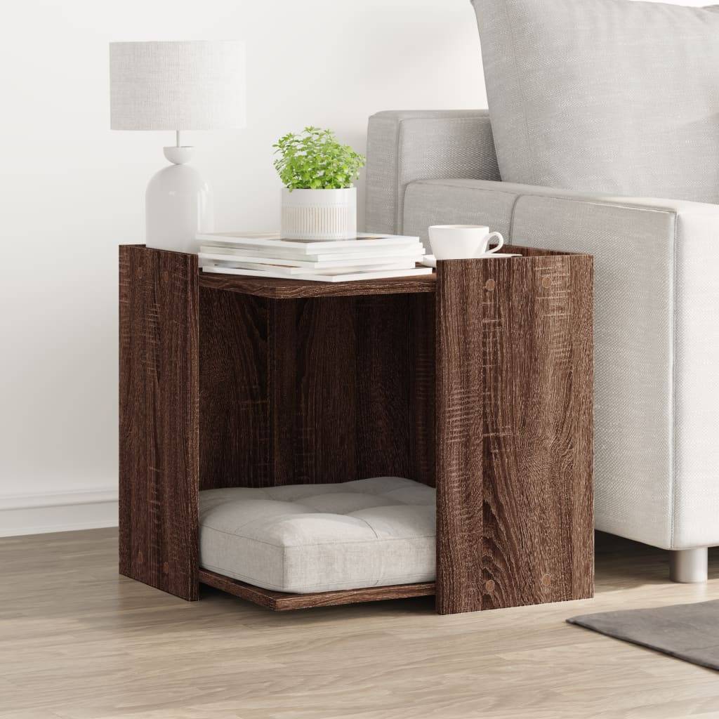 Meuble cache-litière chat bois multifonction table d'appoint Chêne Marron – ComfortXL Pet Living - Image 3