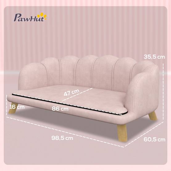 Sans Marque - Canapé pour animaux de compagnie pour chiens moyens et grands jusqu'à 25 kg, en bois robuste, recouvert de tissu, rose - Image 5