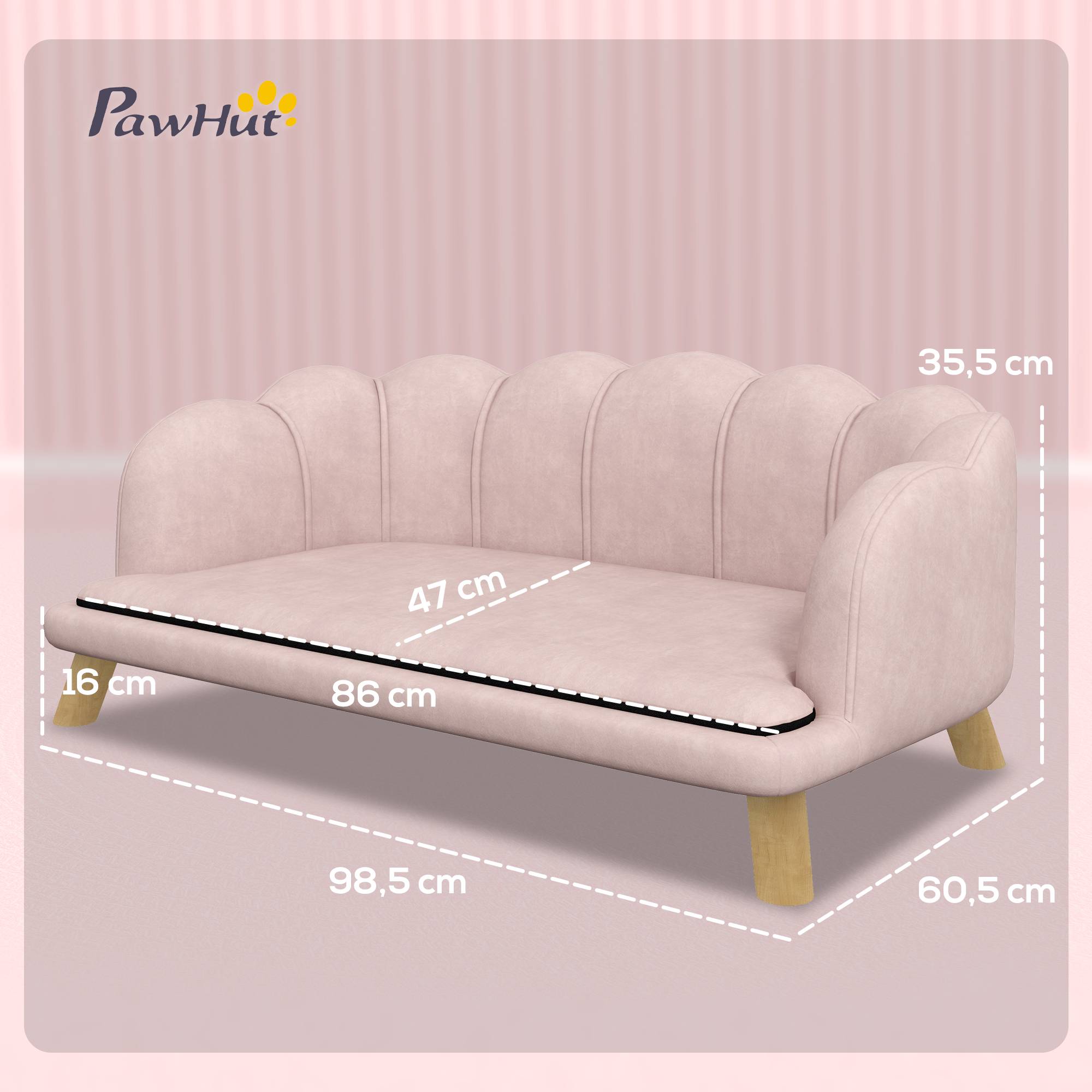 Sans Marque - Canapé pour animaux de compagnie pour chiens moyens et grands jusqu'à 25 kg, en bois robuste, recouvert de tissu, rose - Image 5
