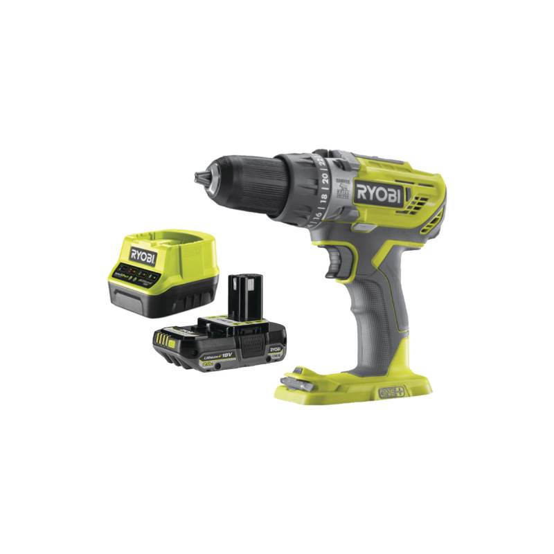 Ryobi - Pack RYOBI Perceuse à percussion R18PD3-0 - 18V One+ - 1 Batterie 2.0Ah - 1 Chargeur rapide