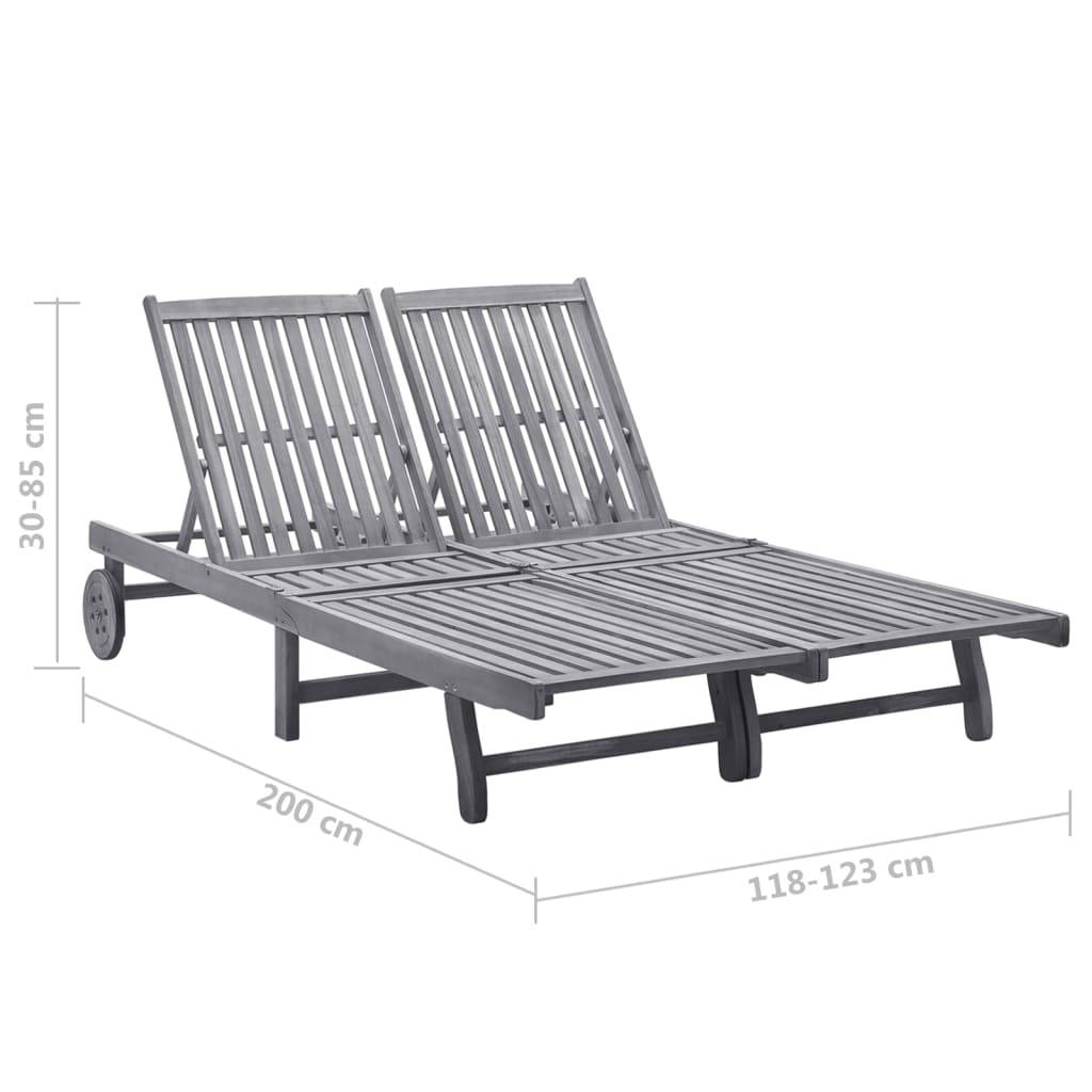 PANGIVO - Chaise longue de jardin 2 places bois d'acacia 200 x 118/123 x 30/62/76/85 cm, Violet - PANGIVO - Image 6