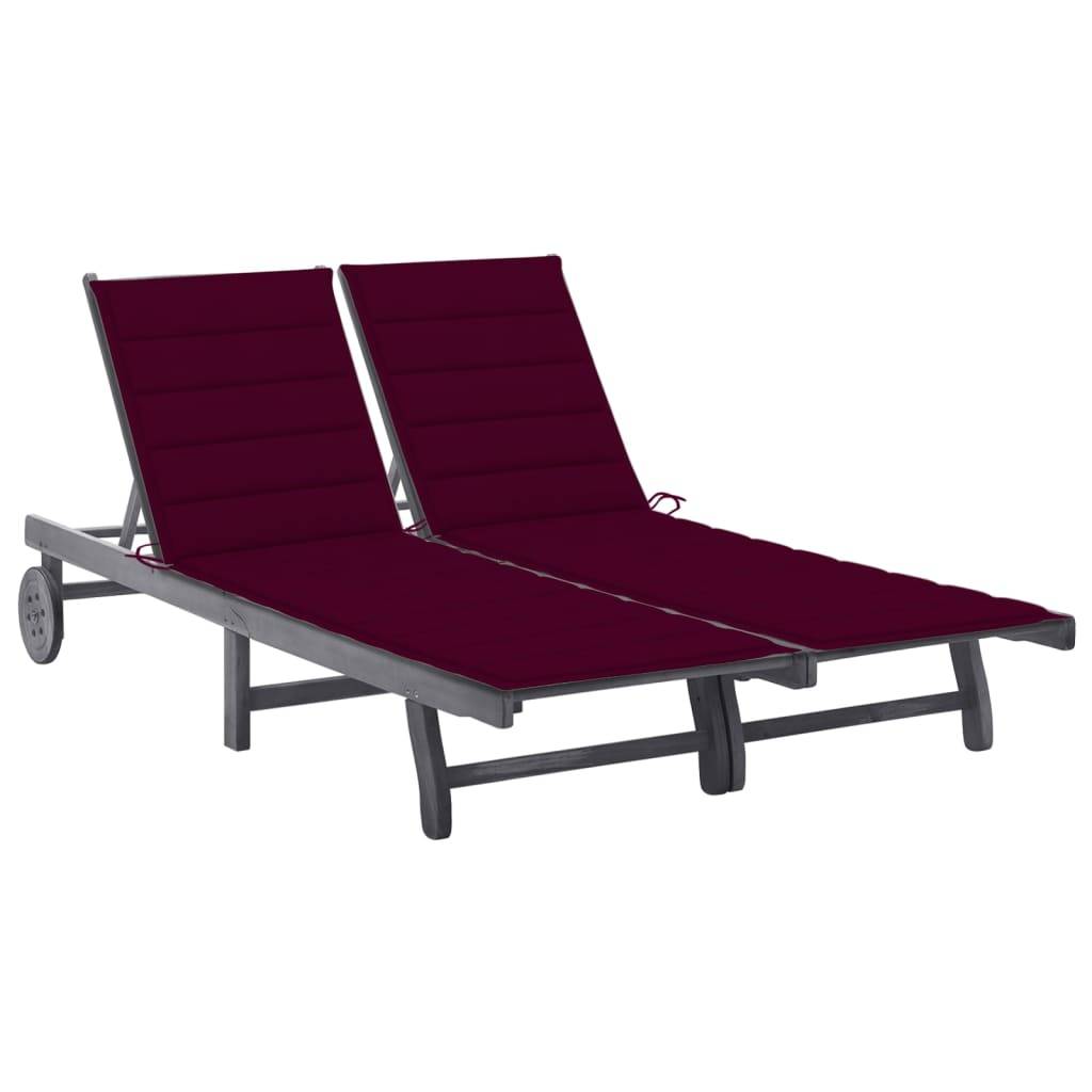 PANGIVO - Chaise longue de jardin 2 places bois d'acacia 200 x 118/123 x 30/62/76/85 cm, Violet - PANGIVO - Image 1