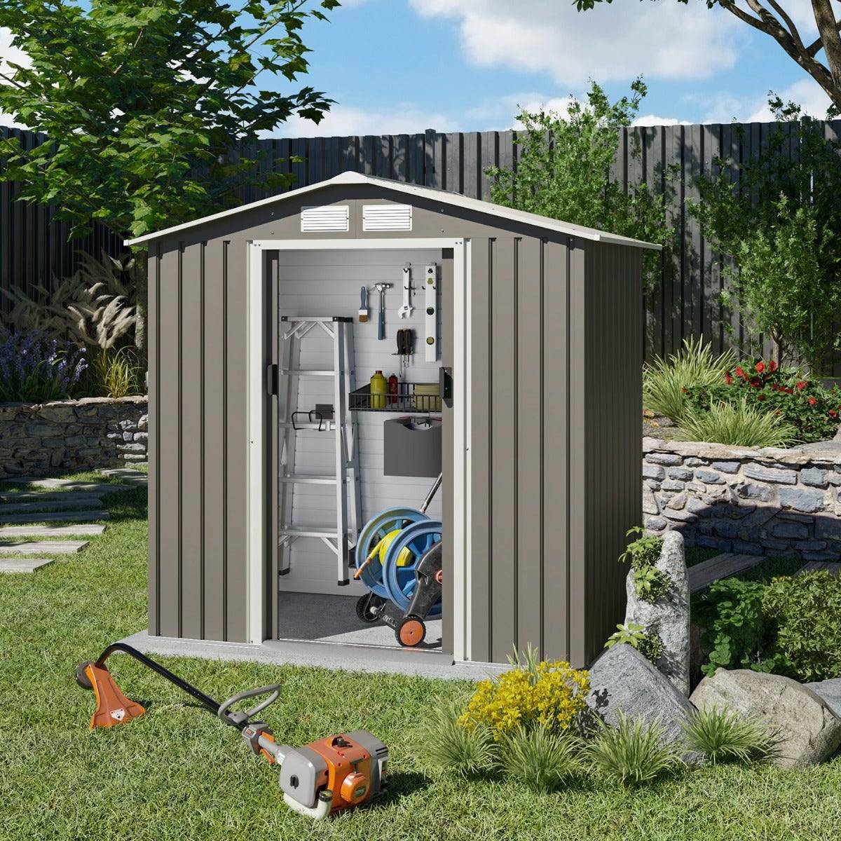 Trigano Jardin - Abri de jardin métal 2,12 m² + kit d'ancrage - Image 1