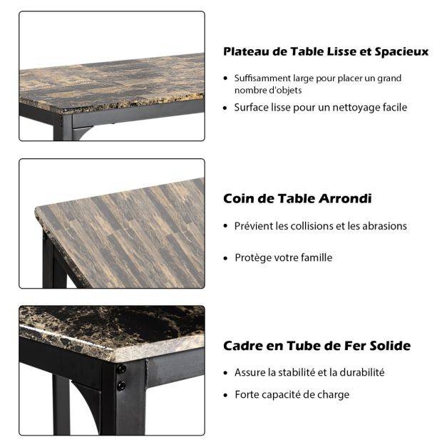 Helloshop26 - Table haute cuisine avec 2 tabourets table bar cuisine cadre en métal mange-debout industriel pour bistro salle à manger cuisine café - Image 5