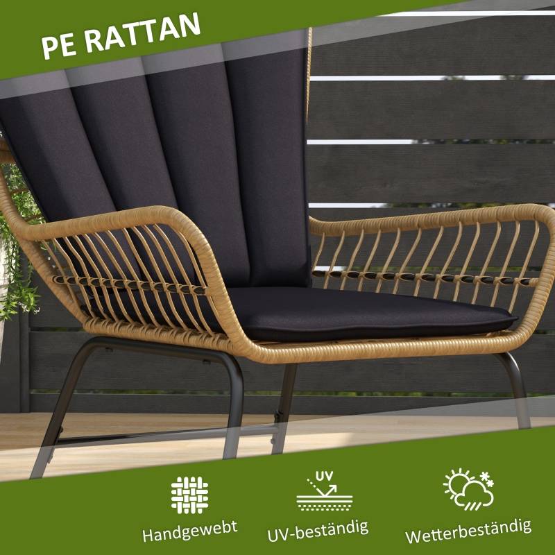 Salon de Jardin Bistro Résine Tressée 3 Pièces Terrasse Table Verre Noir - ComfortXL Outdoor Living - Image 6