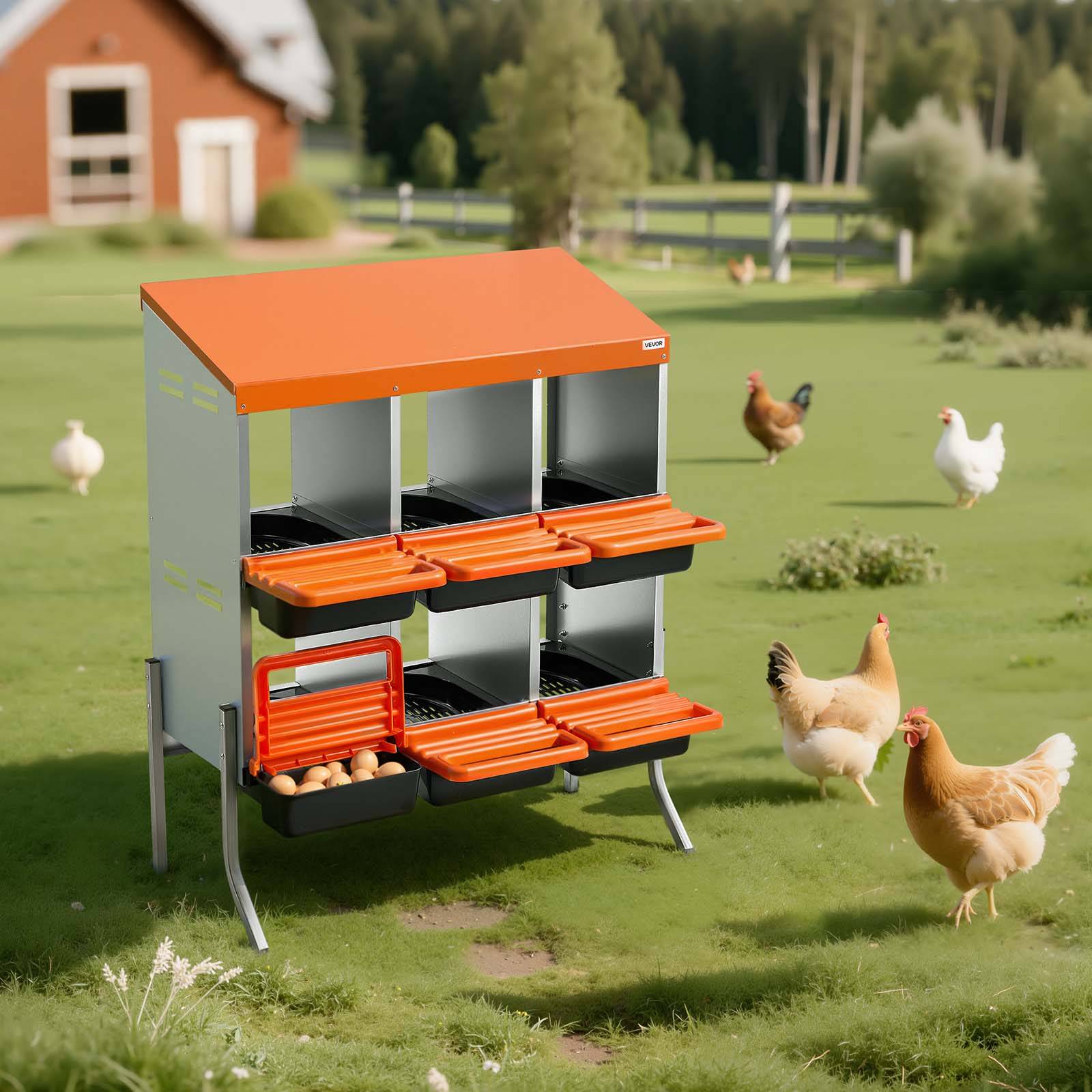 VEVOR Pondoir à Poules Nichoir 6 Compartiments Pieds de Support 79,5x52,5x99 cm - Image 8