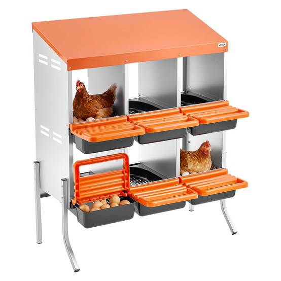 VEVOR Pondoir à Poules Nichoir 6 Compartiments Pieds de Support 79,5x52,5x99 cm - Image 1