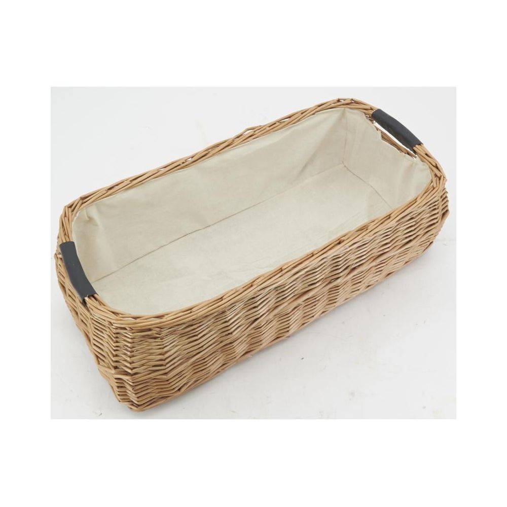 Aubry Gaspard - Corbeille rectangulaire en osier buff et coton - Image 4