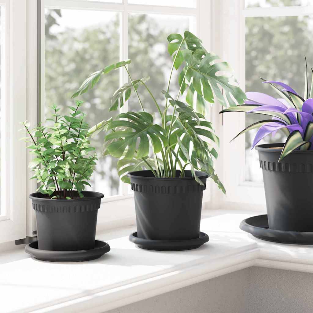 Pot à fleurs rond 24 pcs | Bac à fleurs Noir Ø 15 x 12 cm Plastique - Image 4