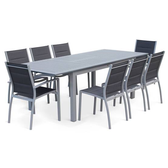 sweeek - Table extensible - Chicago Anthracite - Table en aluminium 175/245cm avec rallonge. 8 places | sweeek - Image 4