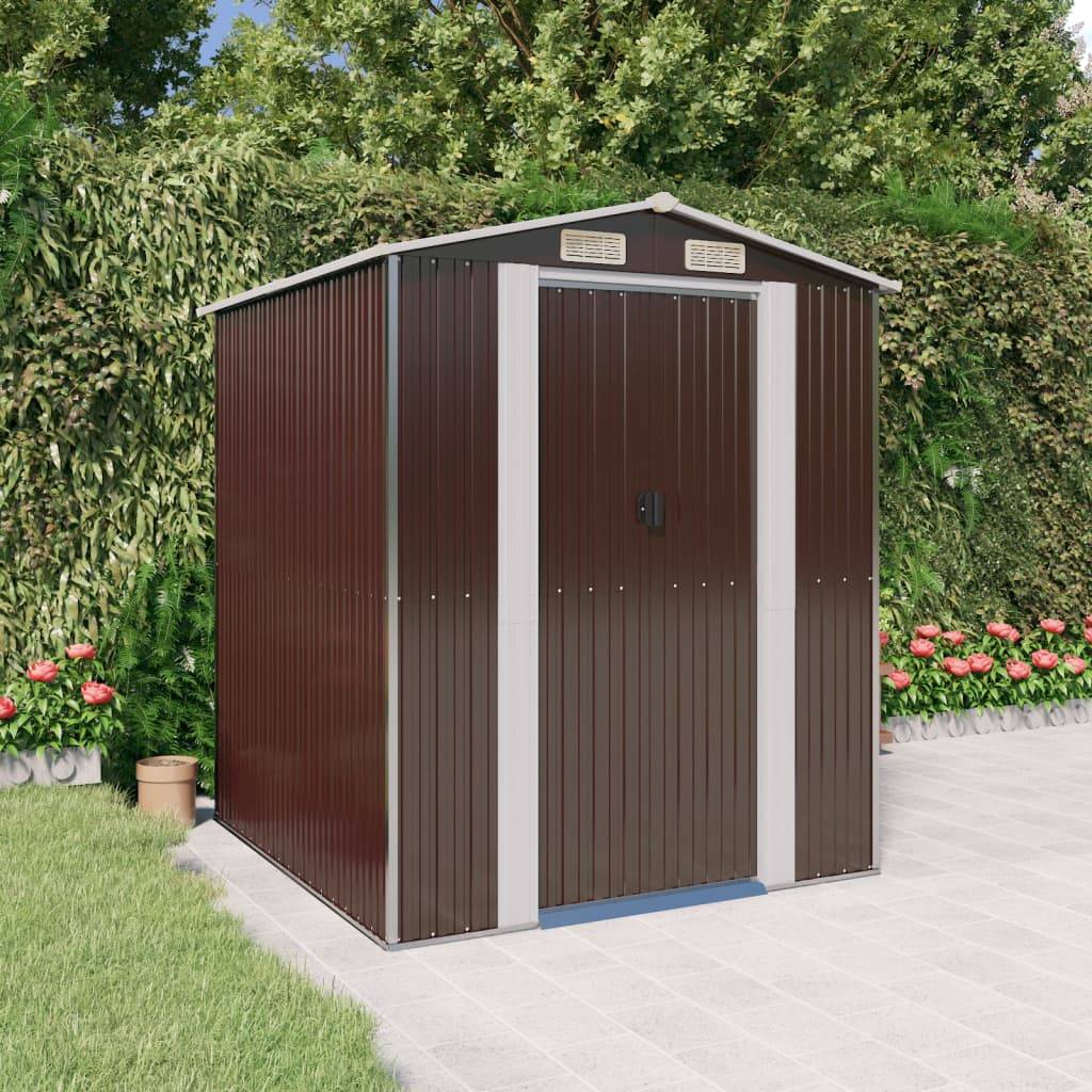 Vidaxl - Abri de jardin Marron foncé 192x191x223 cm Métal galvanisé 3.7m² vidaXL 3147460 - Image 1