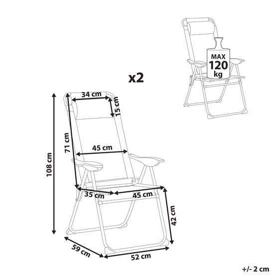 Chaise de jardin Aluminium Beige ASINE - Beliani - Image 2