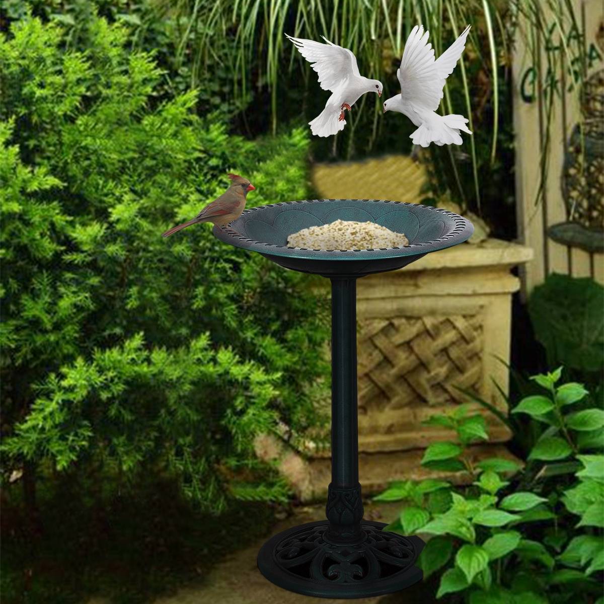 Maison Chic - Mangeoire à Oiseaux sur Pied Bain pour Attire Oiseaux avec Une Plateau 51x72cm Vert MAISON CHIC - Image 2