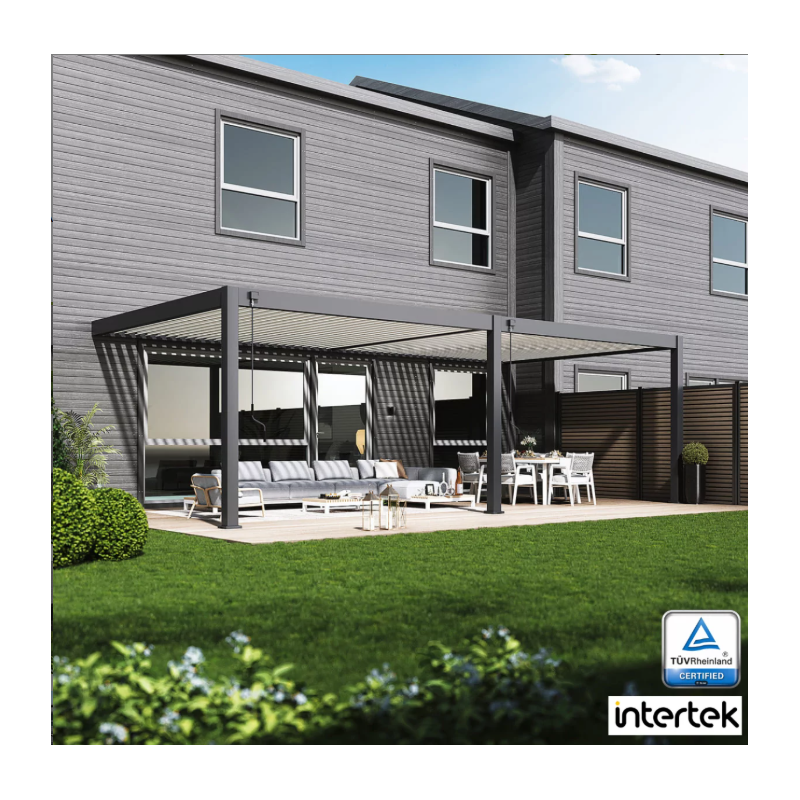 Ombrea - Pergola Bioclimatique Ombréa adossée collection VS 4x8M - V2 - Anthracite/Blanc