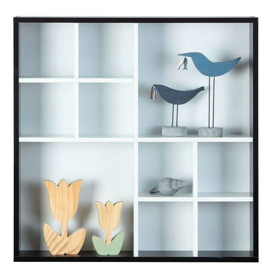Étagère Murale 10 Compartiments "Bukan" 70cm Noir & Blanc - Image 4