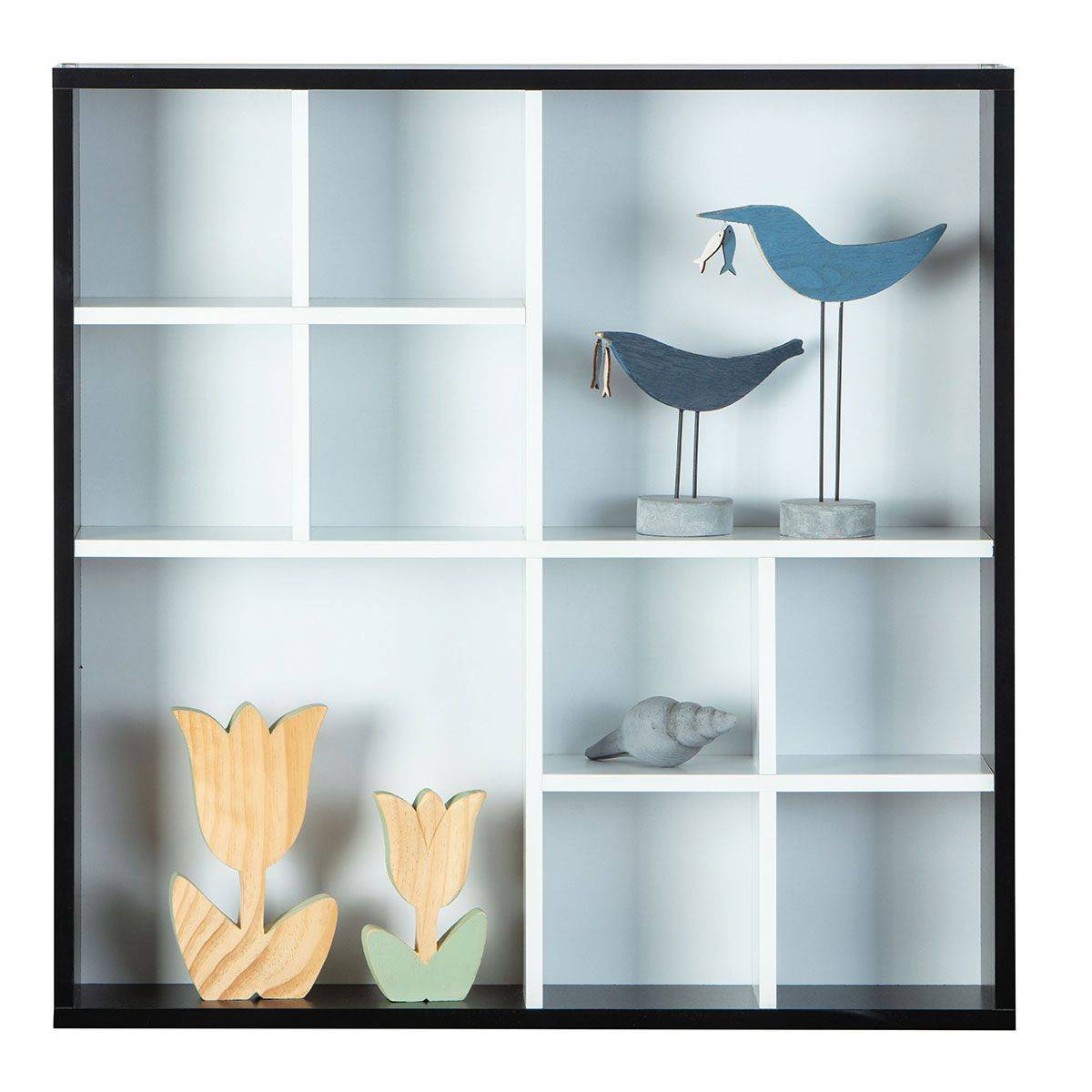 Étagère Murale 10 Compartiments "Bukan" 70cm Noir & Blanc - Image 4