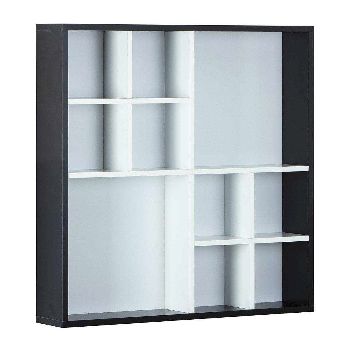 Étagère Murale 10 Compartiments "Bukan" 70cm Noir & Blanc - Image 1
