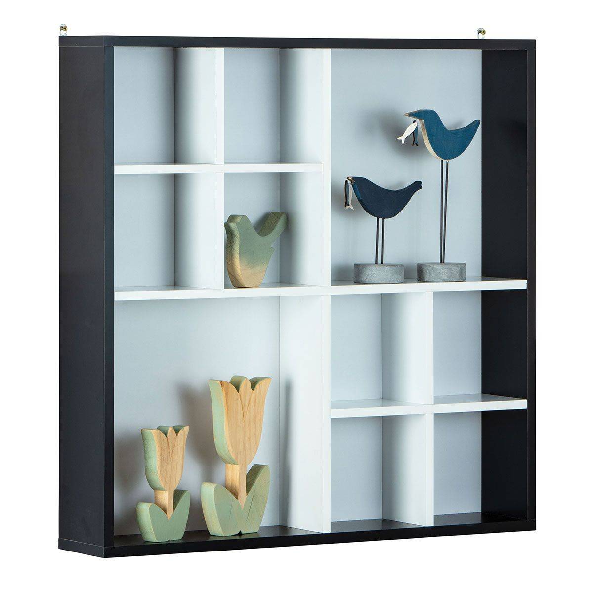 Étagère Murale 10 Compartiments "Bukan" 70cm Noir & Blanc - Image 3
