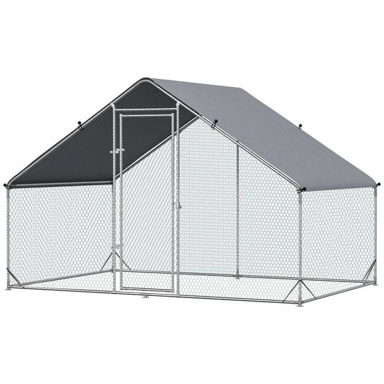Poulailler, enclos en plein air, poulailler avec toit ombragé, parcours extérieur pour 4 à 6 poules, canards, lapins, 3 x 2 x 2 m - Image 2