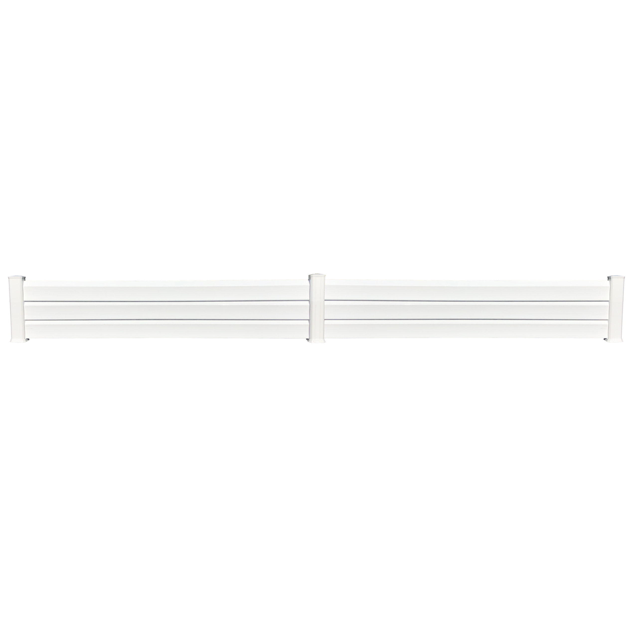 Clôture PVC Persienne 3 lames en kit - 2 éléments dim. L.4100 mm (poteaux compris) X H.440 mm Blanc