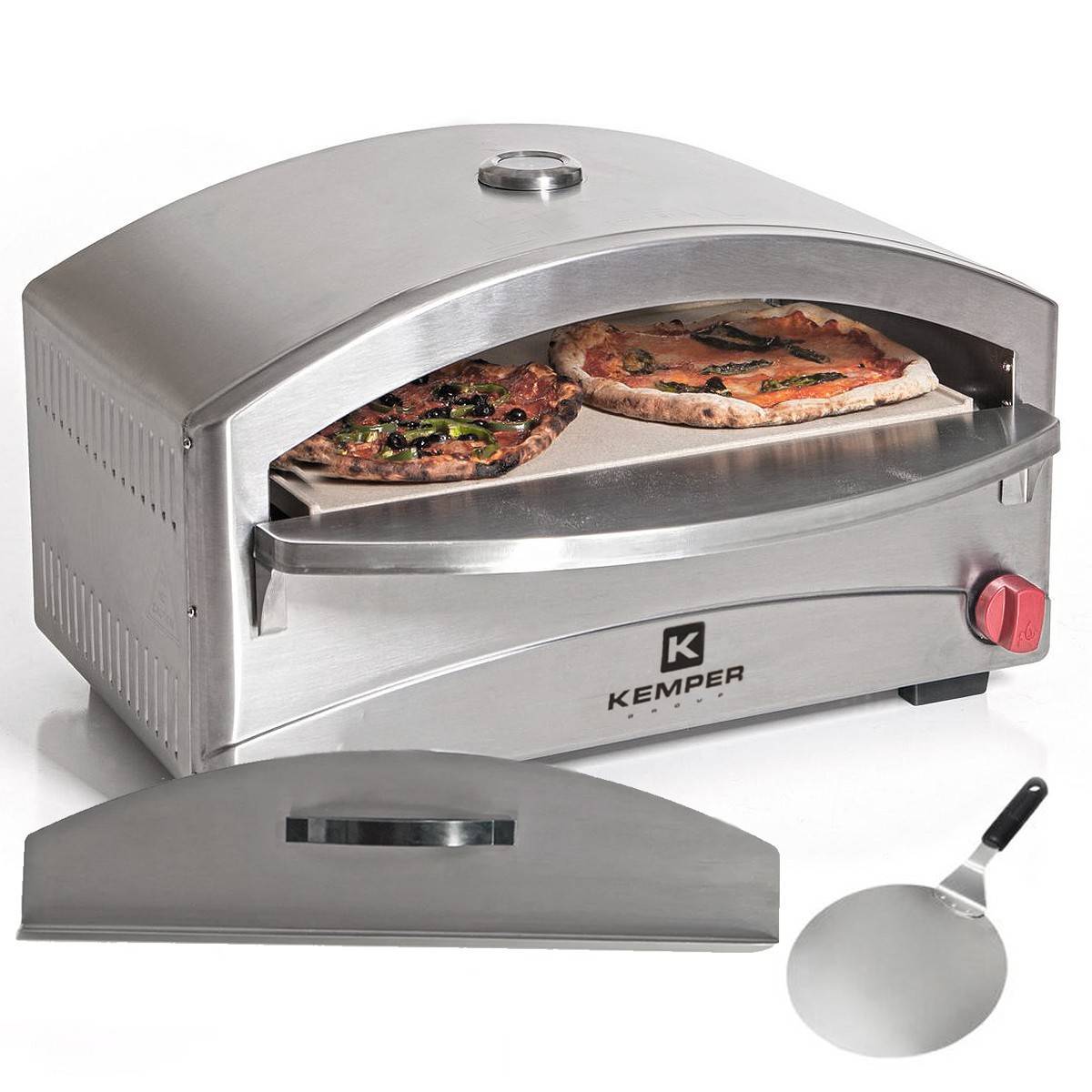 Four à pizza à gaz 4800W Cuisson pierre réfractaire 250 à 400°C Spatule Incluse KEMPER - Image 1