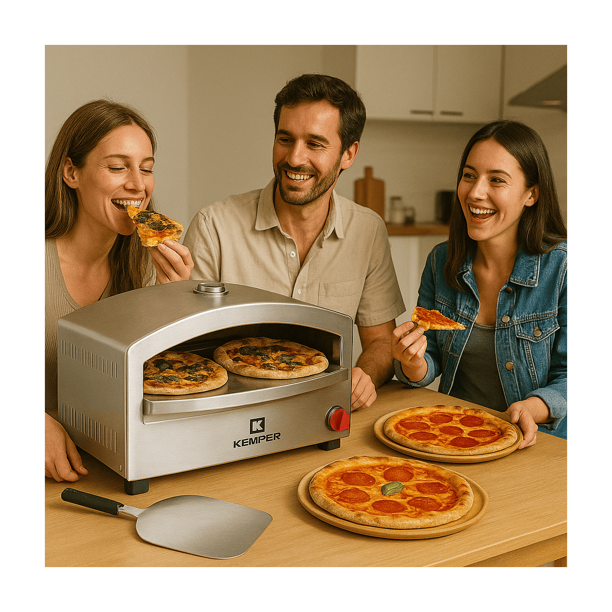Four à pizza à gaz 4800W Cuisson pierre réfractaire 250 à 400°C Spatule Incluse KEMPER - Image 3