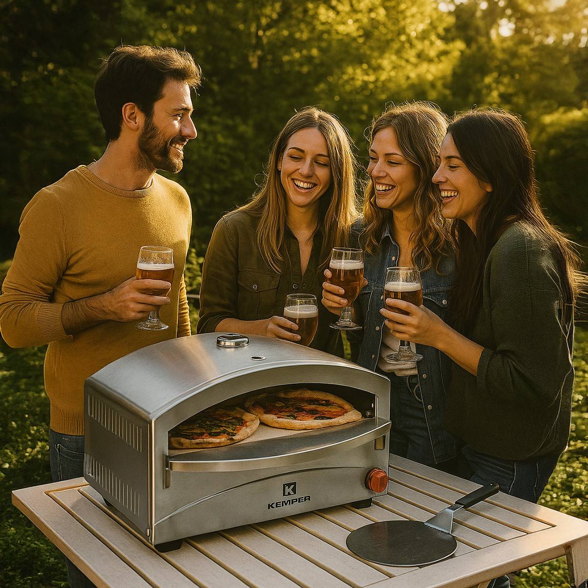 Four à pizza à gaz 4800W Cuisson pierre réfractaire 250 à 400°C Spatule Incluse KEMPER - Image 2