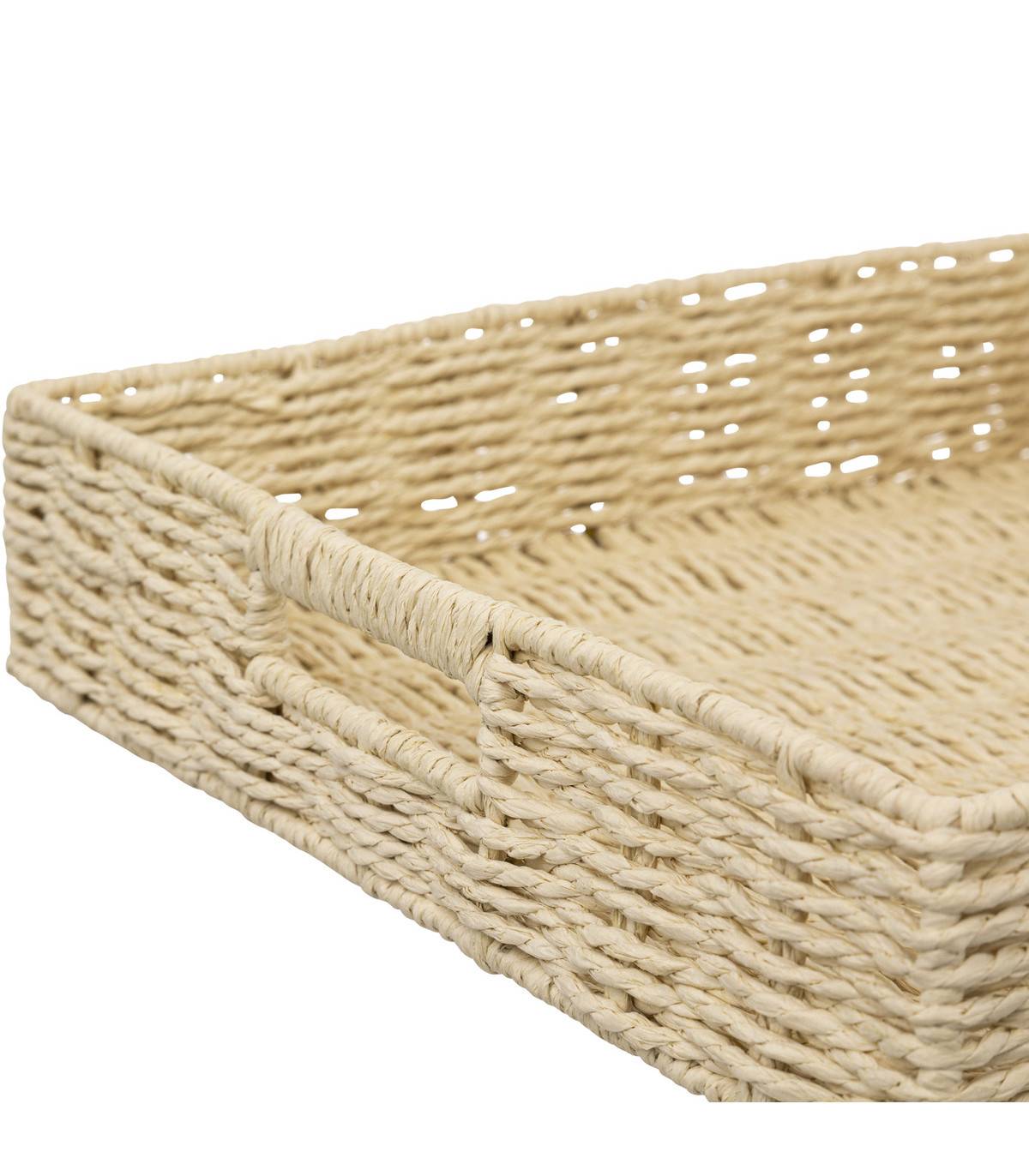 Plateau carré en corde Beige lin 35 x 35 cm - Image 2