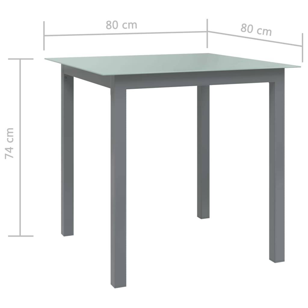 ComfortXL - Table de Jardin Carrée Gris Clair 80x80 cm, Structure en Aluminium et Plateau en Verre – ComfortXL Outdoor Living - Image 5