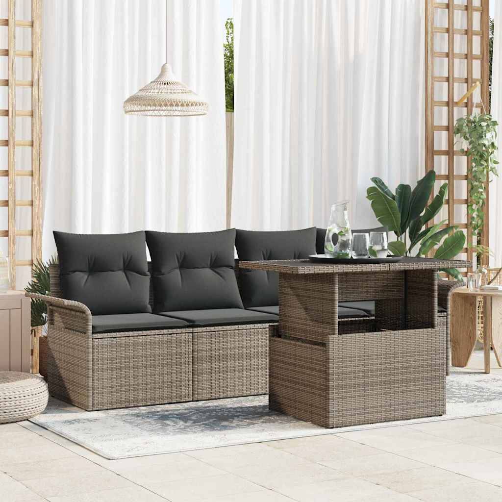 ComfortXL - Salon de jardin 4 places en poly rotin avec table basse en verre Gris – ComfortXL Outdoor Living - Image 1