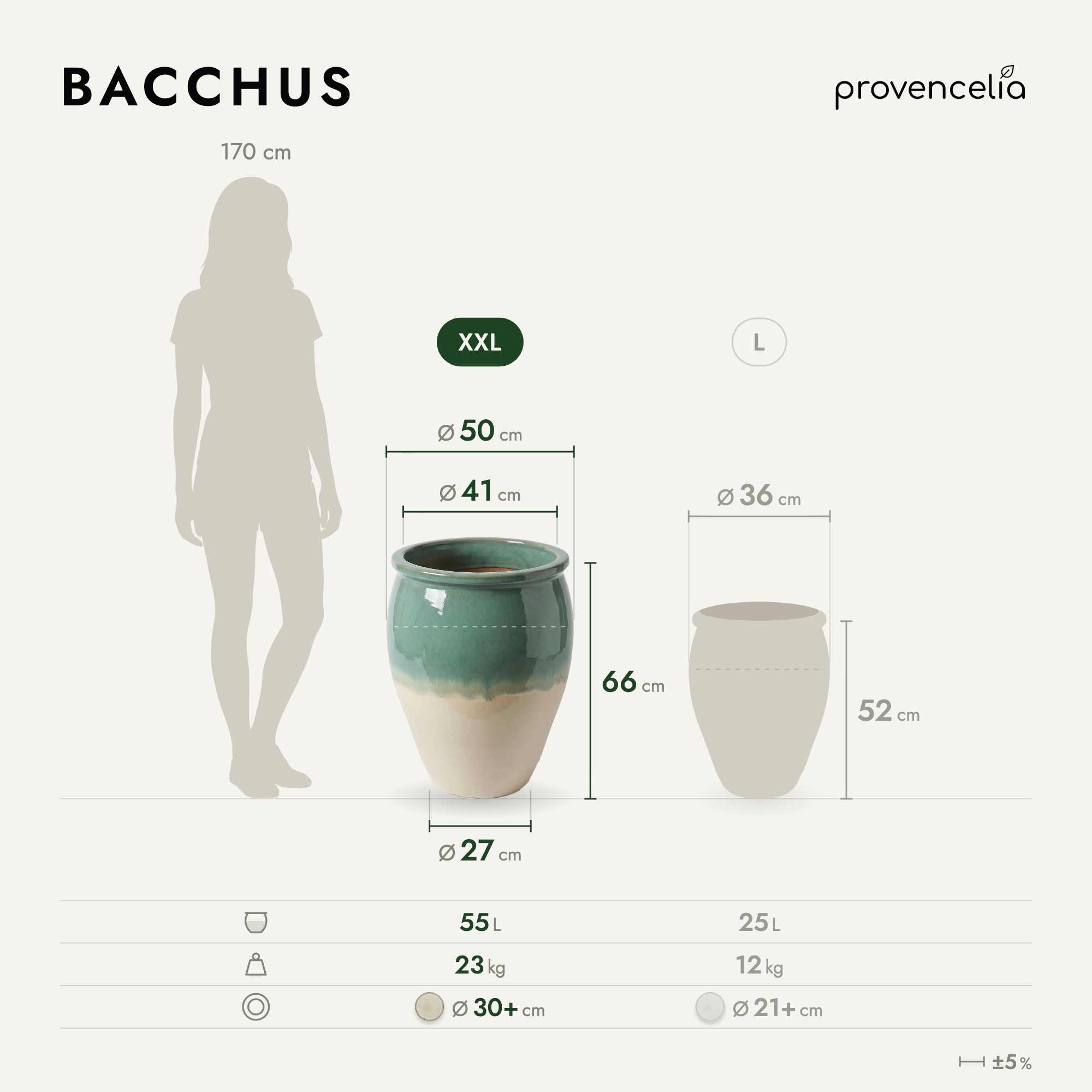 Provencelia - Pot BACCHUS 50x68cm brume d'été - Image 2
