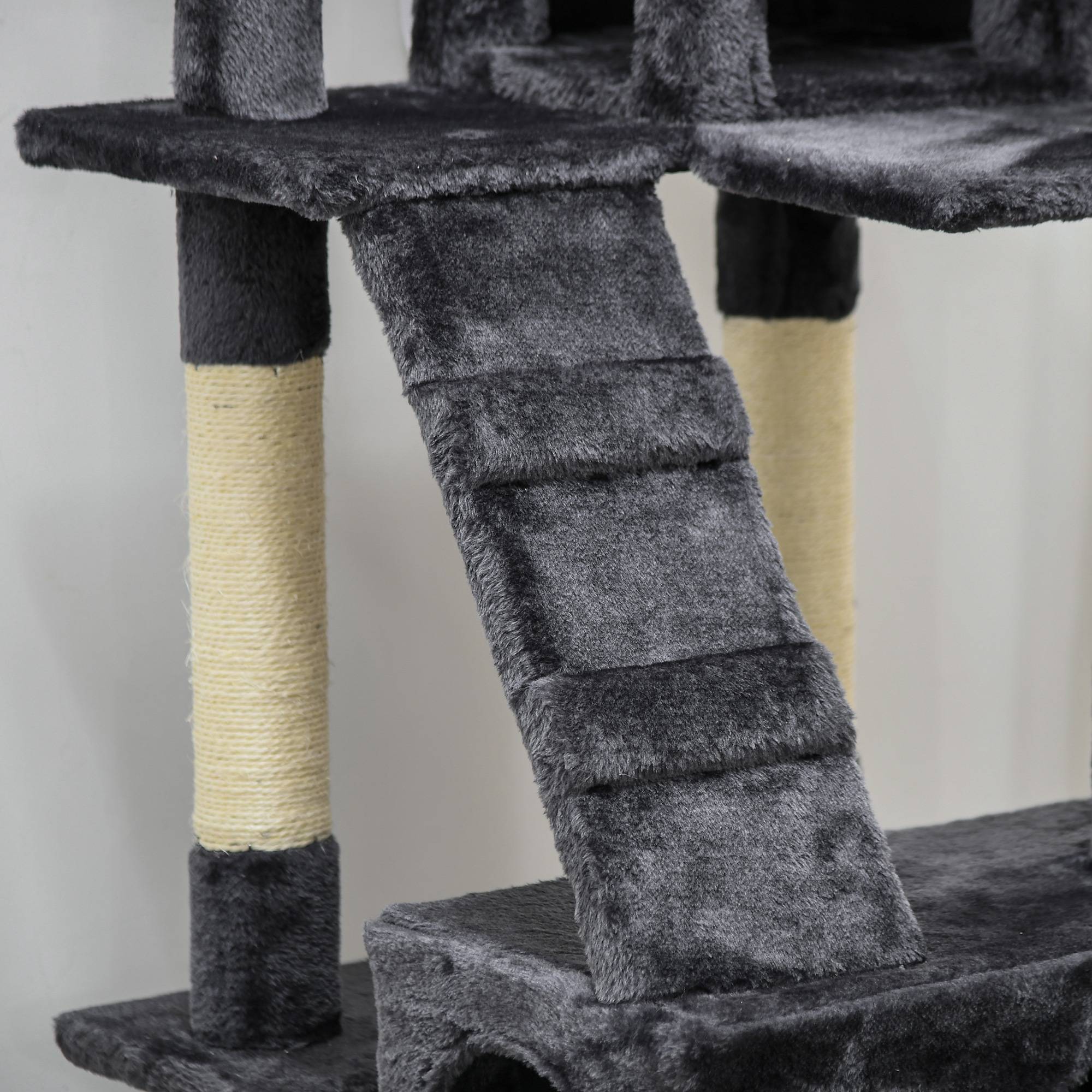 Arbre à Chat XXL Tour à Griffer Multi-Niveaux avec Niches et Poteaux Sisal 173 cm Gris Foncé - ComfortXL Outdoor Living - Image 10