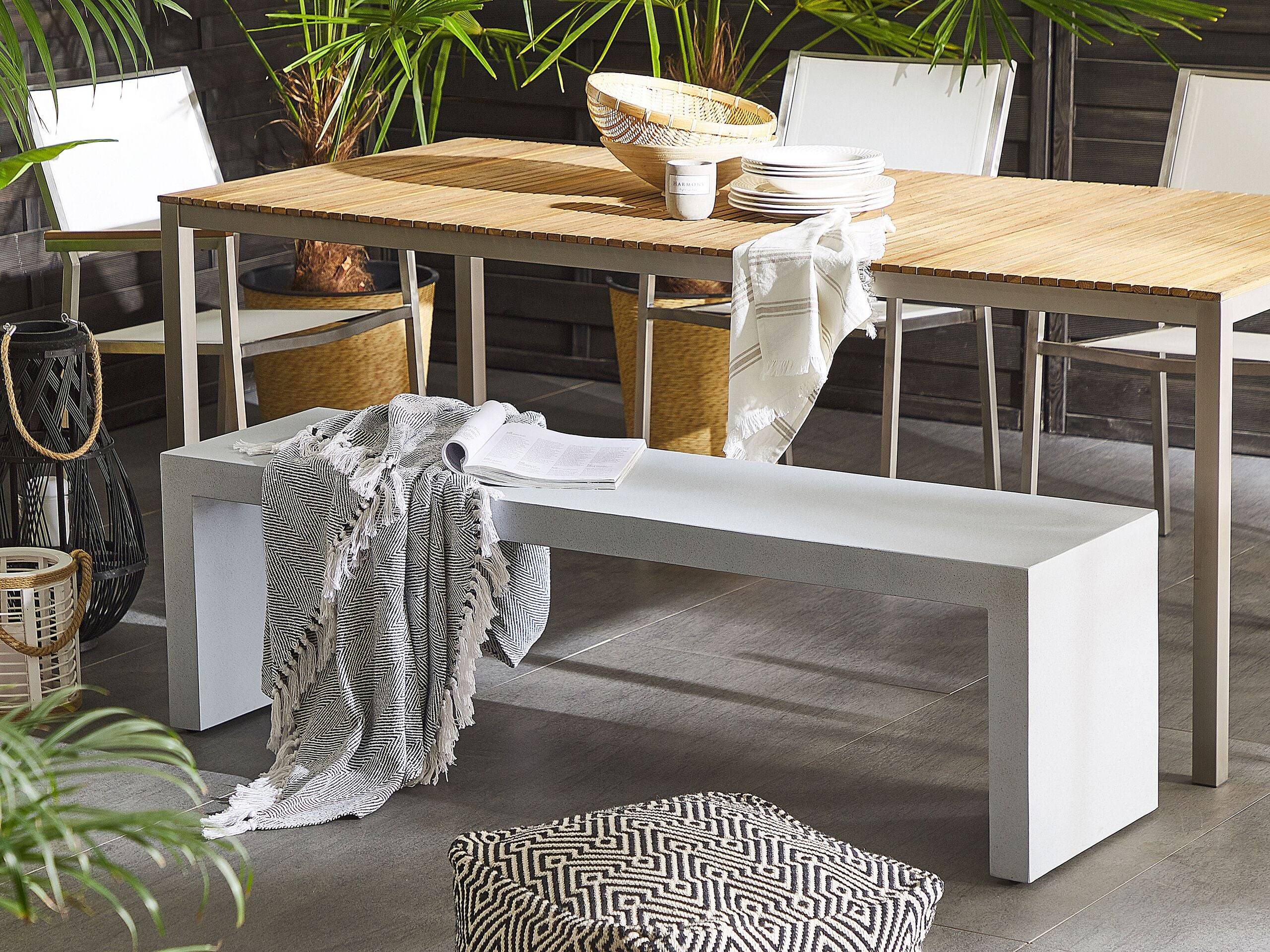 Beliani - Banc, 2 Personnes Fibre-ciment Blanc TARANTO - 150x40x40- Beliani - Image 1