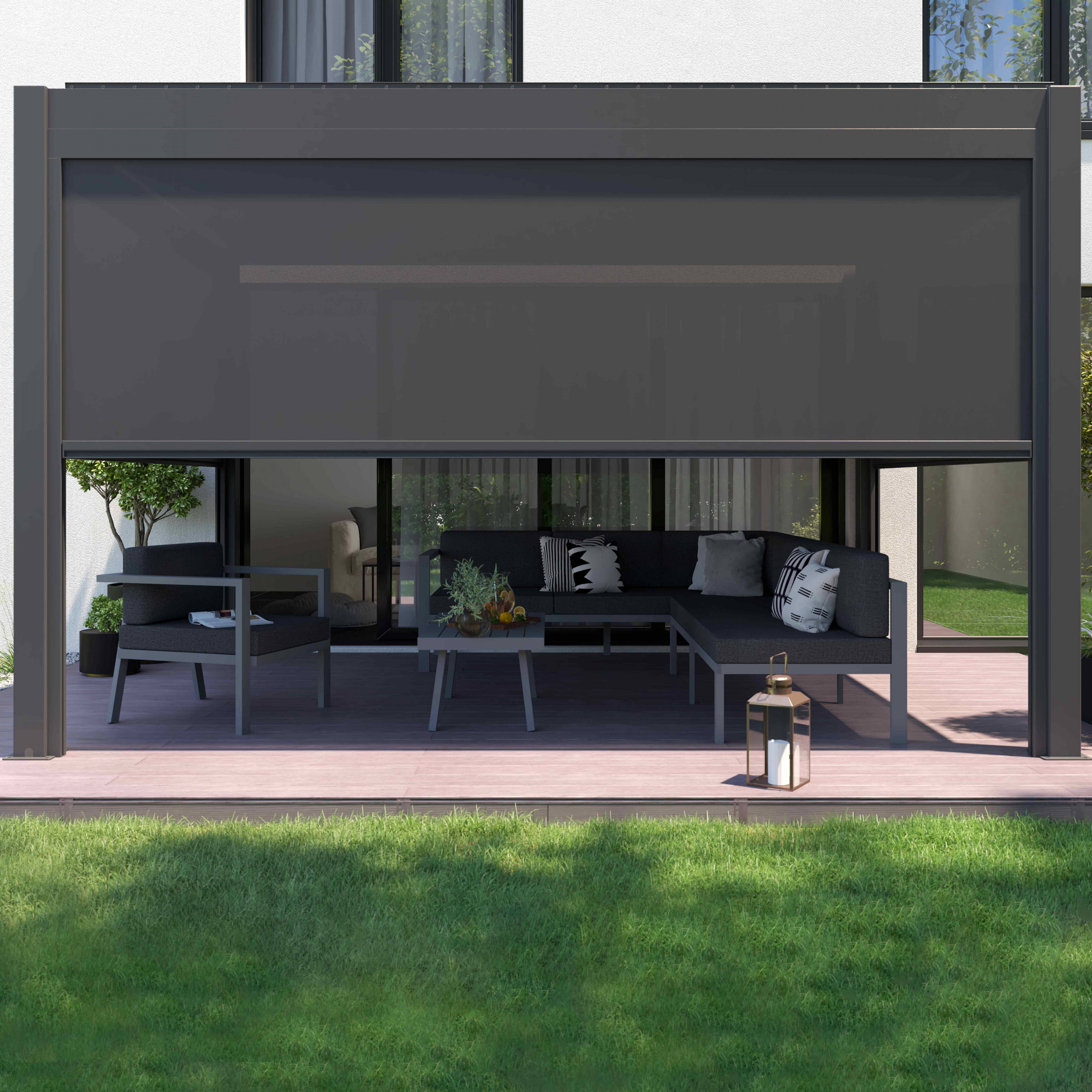 Oviala - Pergola bioclimatique autoportée motorisée éclairée 3x4m et 2 stores Kavala - Oviala - Image 3