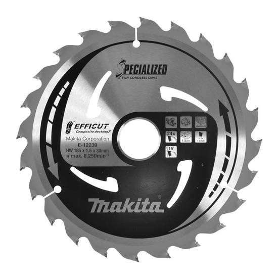 Lames "EFFICUT" Composite decking MAKITA - taille Ø 165 mm x 15 Dents - MAKITA ACCESSOIRES - Image 2