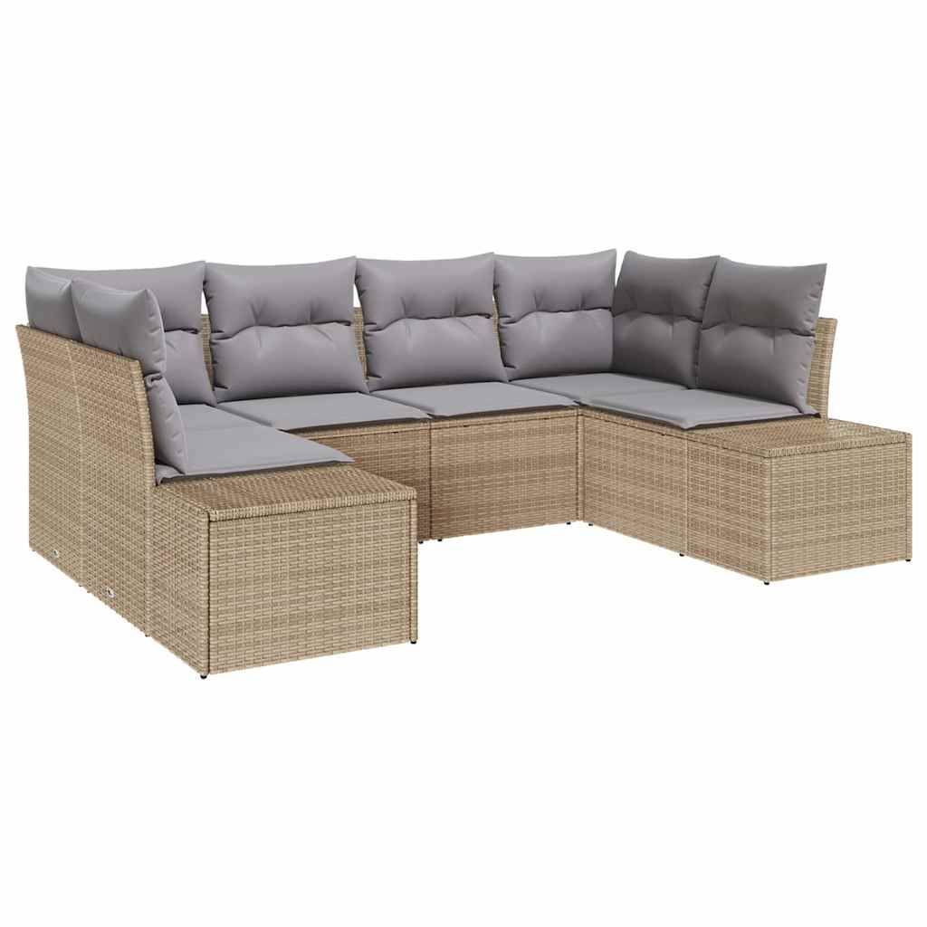 ComfortXL - Salon de Jardin Bas Modulable Polyrotin 6 Places Confortable avec Coussins pour Terrasse Beige – ComfortXL Outdoor Living - Image 2