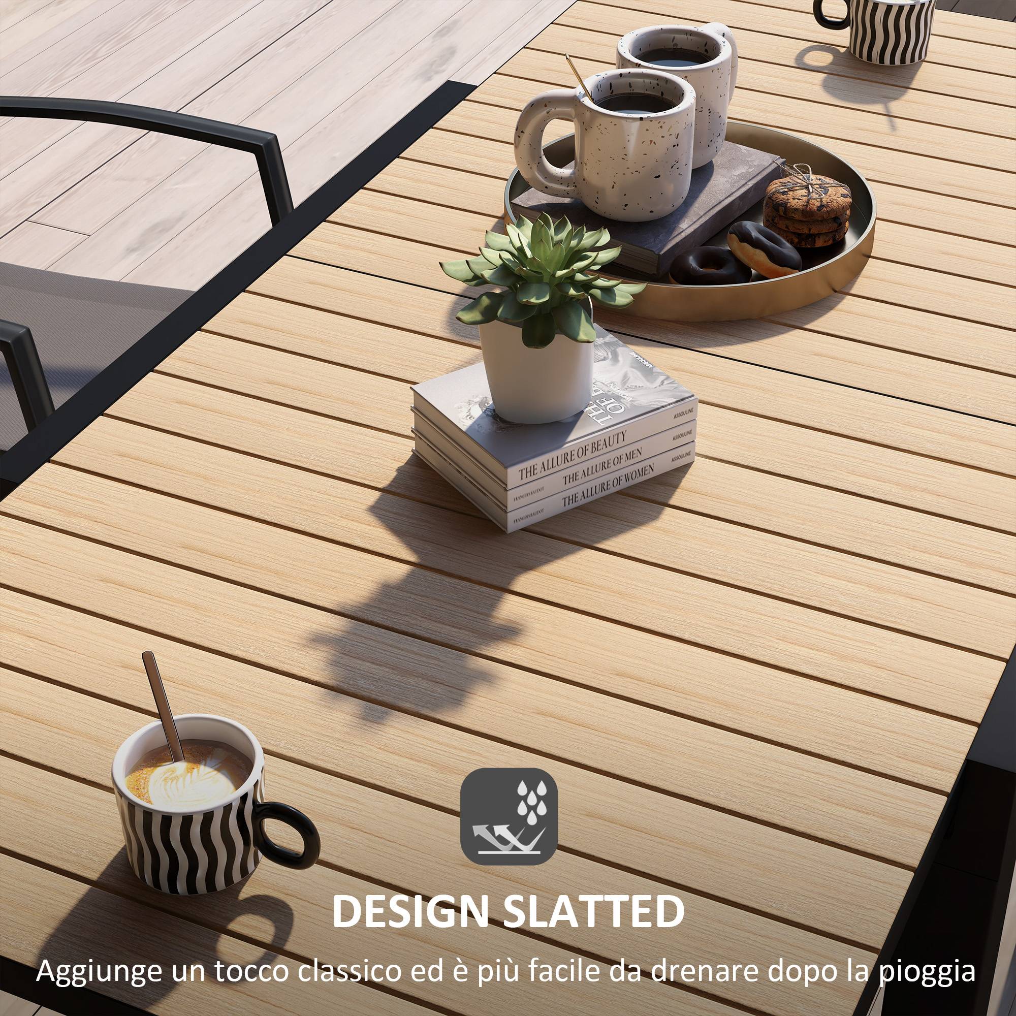 Table de Jardin Extensible Aluminium Repas Plein Air Rallonge 162cm Jaune - ComfortXL Outdoor Living - Image 8