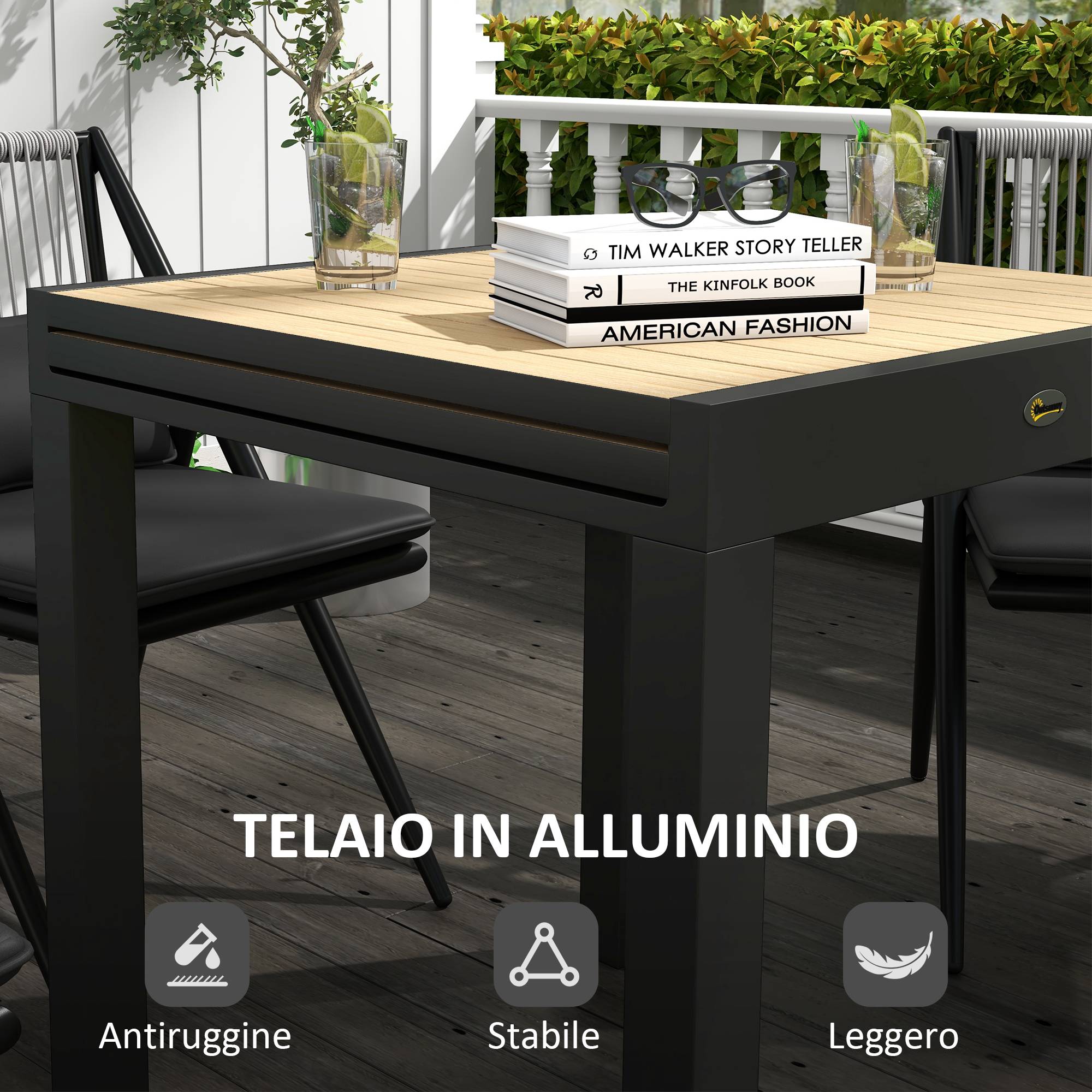 Table de Jardin Extensible Aluminium Repas Plein Air Rallonge 162cm Jaune - ComfortXL Outdoor Living - Image 7