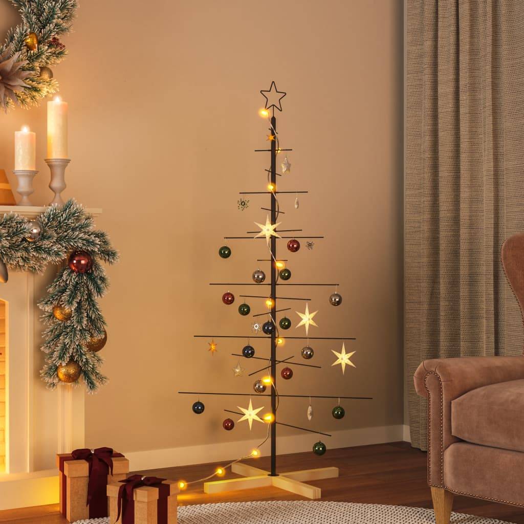 Maison Chic - Sapin de Noël | Arbre de Noël en métal avec base en bois noir 150 cm Maison Chic - Image 2
