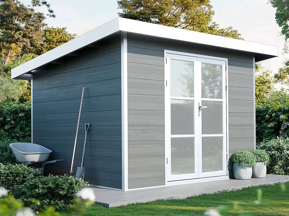Abri de Jardin Composite ALMA - 9m2 Gris clair - Cabane de Jardin