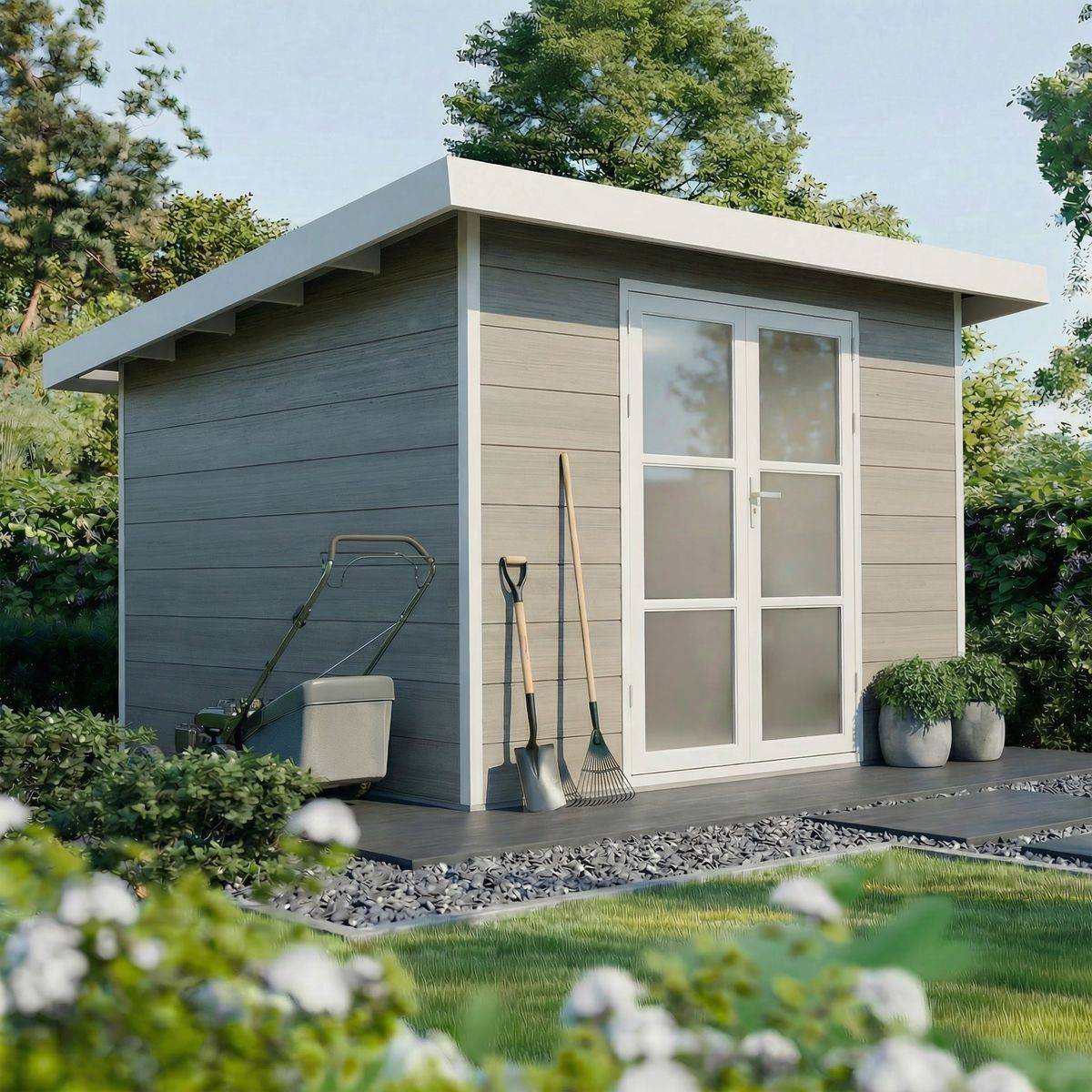 Direct Abris - Abri de Jardin Composite ALMA - 9m2 Gris clair - Cabane de Jardin - Image 1