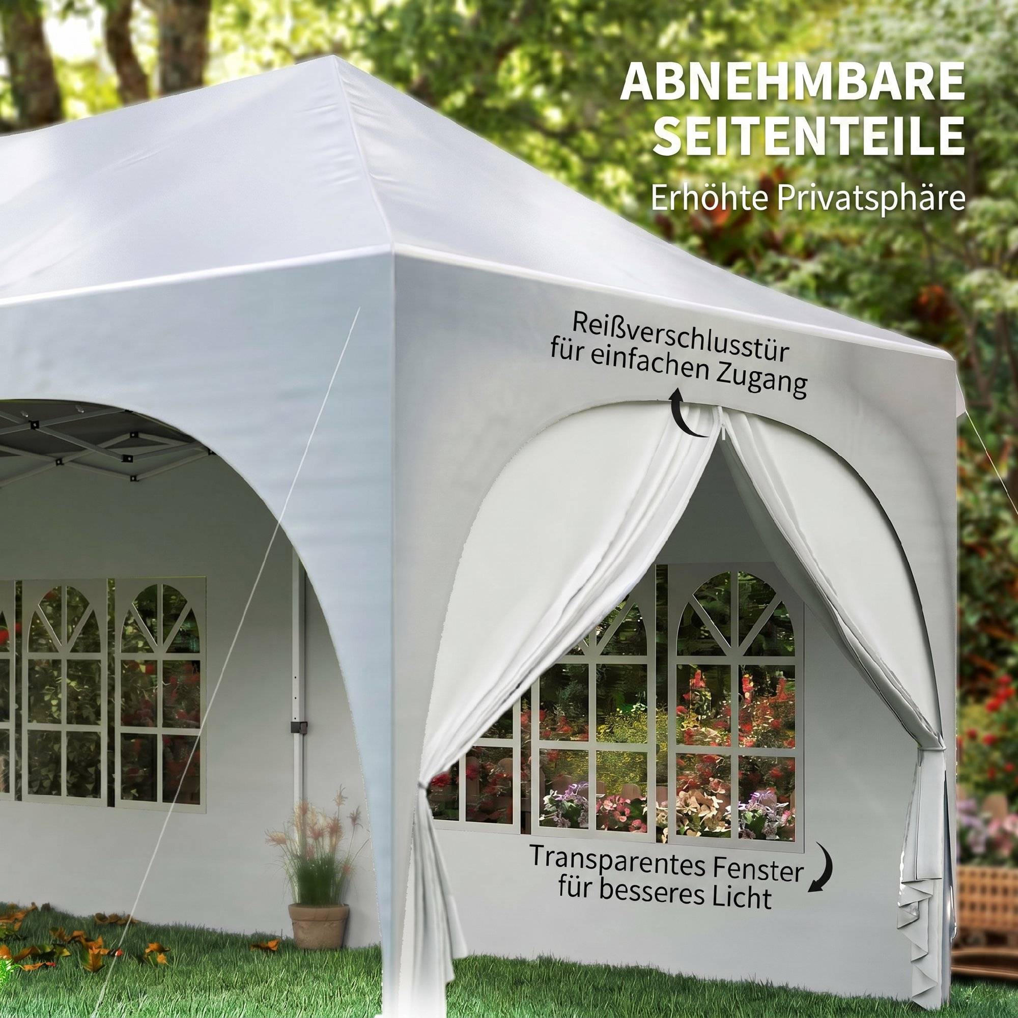 Tente de Réception Pop-up Acier Oxford Fête Jardin Anti-UV Réglable Parois 3x6m Blanc - ComfortXL Outdoor Living - Image 9