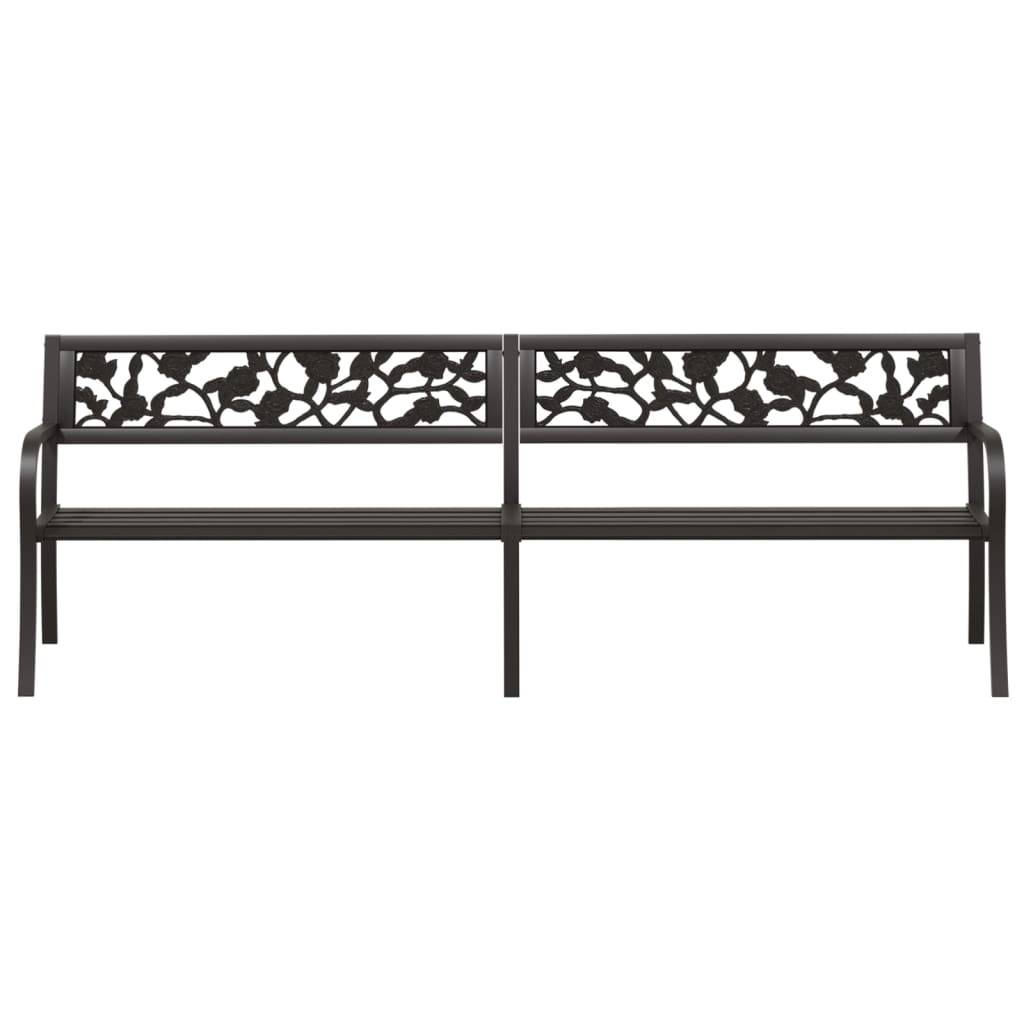 Helloshop26 - Banc de jardin meuble de patio d'extérieur terrasse double de jardin 246 cm noir acier - Image 2